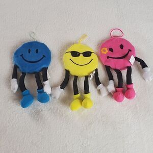 1997 Stuffins Smiley Face Beanie Plush Hanging Doll